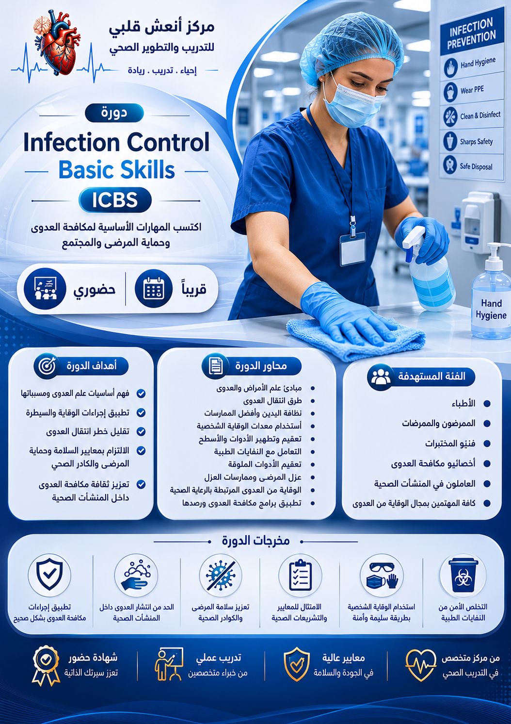 دورة المهارات الأساسية لمكافحة العدوى (ICBS - Infection Control Basic Skills) 