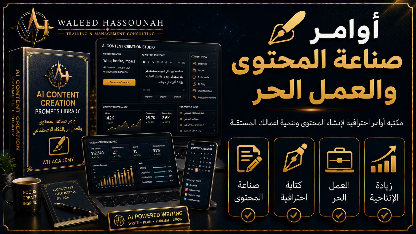 ✍️ أوامر صناعة المحتوى والعمل الحر